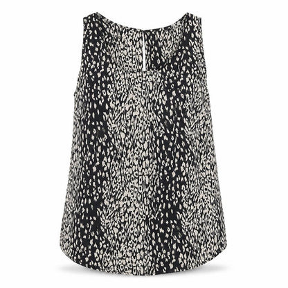 Oasis Womens Black Animal Print Polyester Basic Tank Size 8 Round Neck