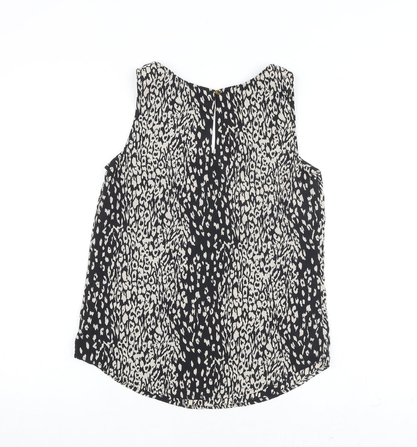 Oasis Womens Black Animal Print Polyester Basic Tank Size 8 Round Neck