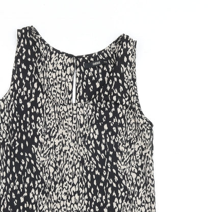 Oasis Womens Black Animal Print Polyester Basic Tank Size 8 Round Neck