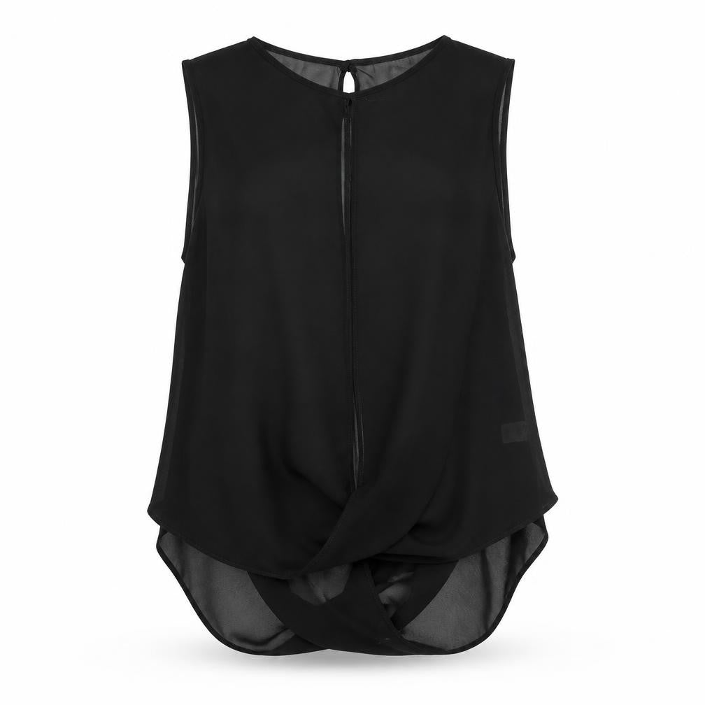 Topshop Womens Black Polyester Basic Blouse Size 8 Round Neck