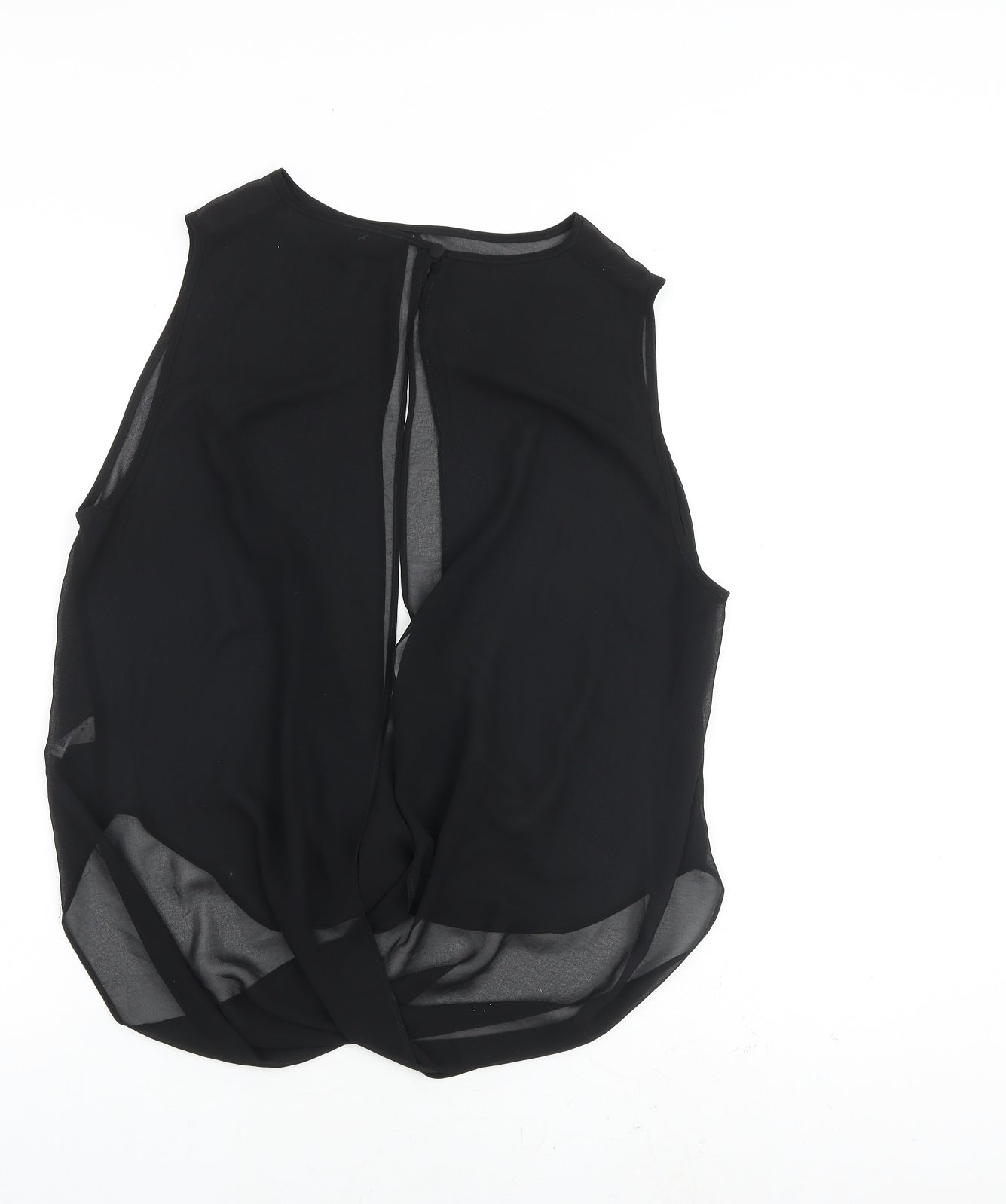 Topshop Womens Black Polyester Basic Blouse Size 8 Round Neck