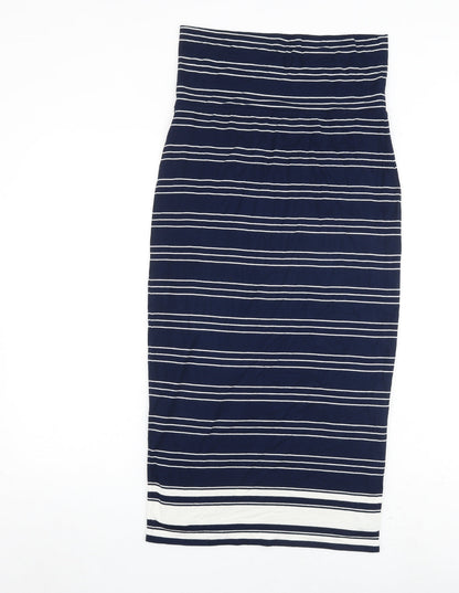 Max Studio Womens Blue Striped Viscose A-Line Size S Off the Shoulder Pullover