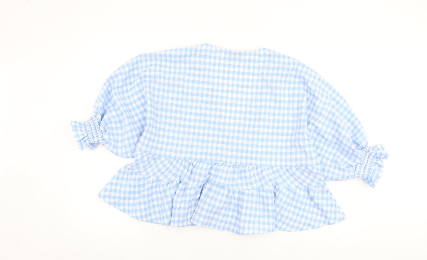 ASOS Womens Blue Check Polyester Basic Blouse Size 10 V-Neck