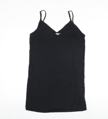Additional front view of ASOS women’s black polyester tank dress, size UK 10, scoop neck pullover