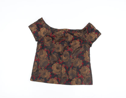 Additional front view of ASOS women’s multicoloured floral polyester basic blouse, size UK 10, round neck