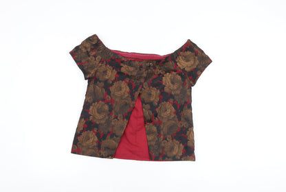 Back view of ASOS women’s multicoloured floral polyester basic blouse, size UK 10, round neck