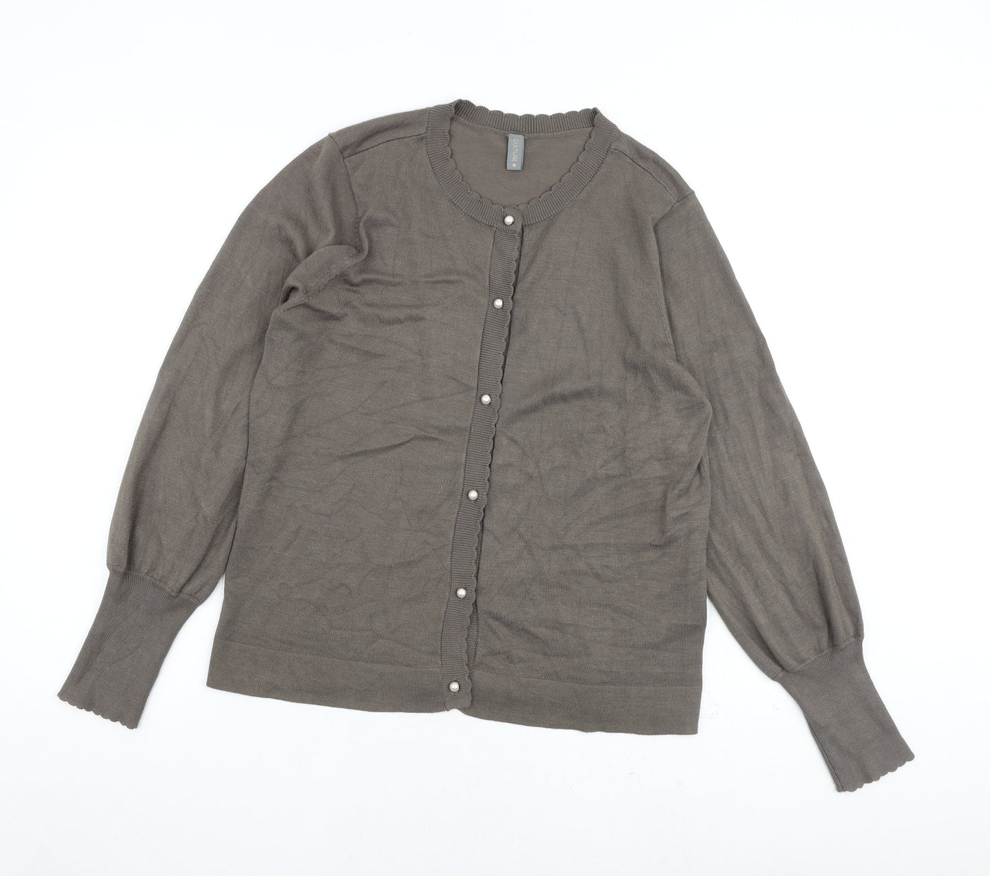 CULTURE Womens Grey Round Neck Viscose Cardigan Jumper Size M