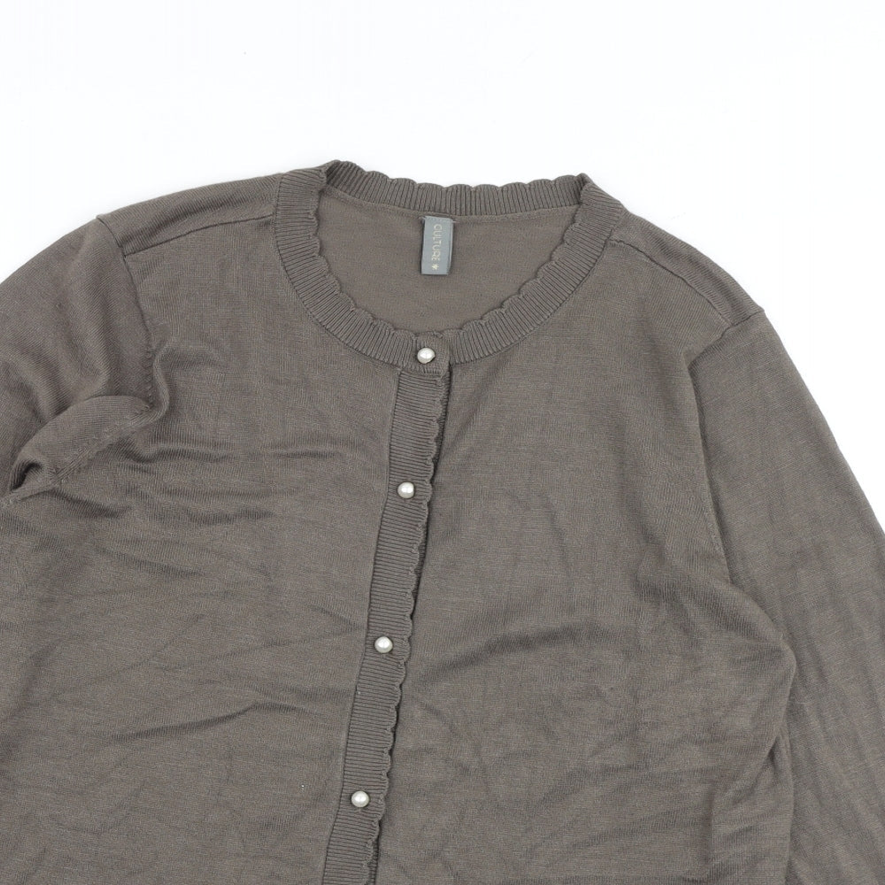 CULTURE Womens Grey Round Neck Viscose Cardigan Jumper Size M