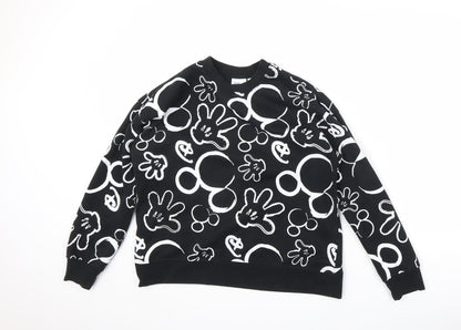 Preloved Disney Womens Black Geometric Polyester Pullover Sweatshirt Size S Pullover - Mickey Mouse - Front