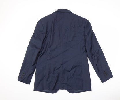Back view of Autograph men’s blue wool jacket suit jacket, size 40, regular