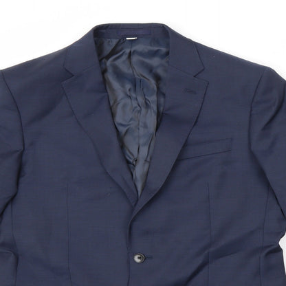 Close-up detail of Autograph men’s blue wool jacket suit jacket, size 40, regular