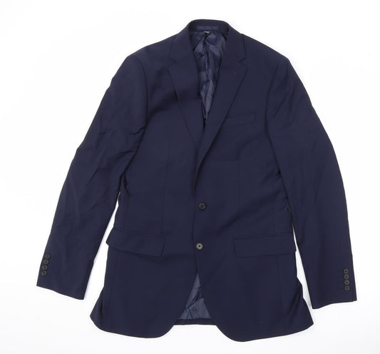 Marks and Spencer Mens Blue Polyester Jacket Suit Jacket Size 38 Regular
