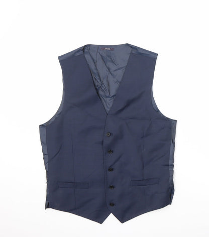 Additional front view of Autograph men’s blue wool jacket suit waistcoat, size 40, regular