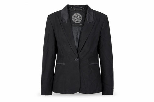 Jenni Button Womens Black Polyester Jacket Blazer Size 8