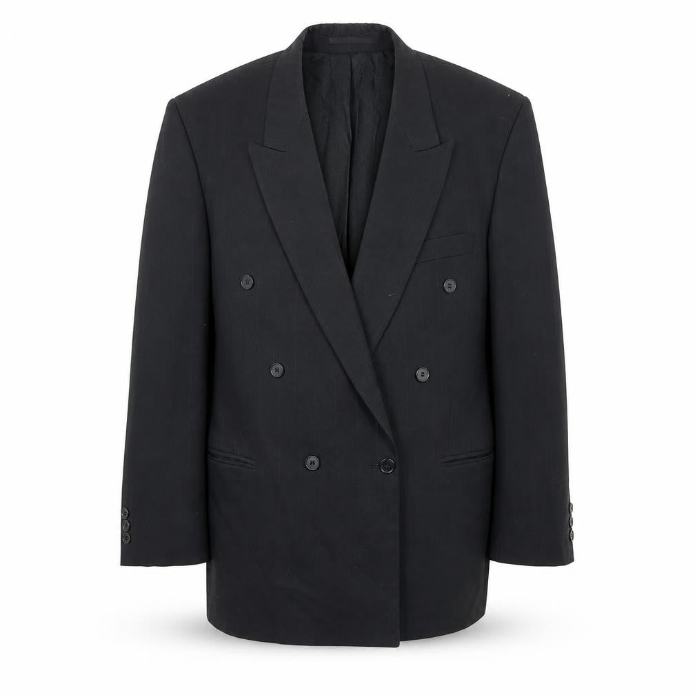 Cormann Mens Black Striped Polyester Jacket Suit Jacket Size 40 Regular