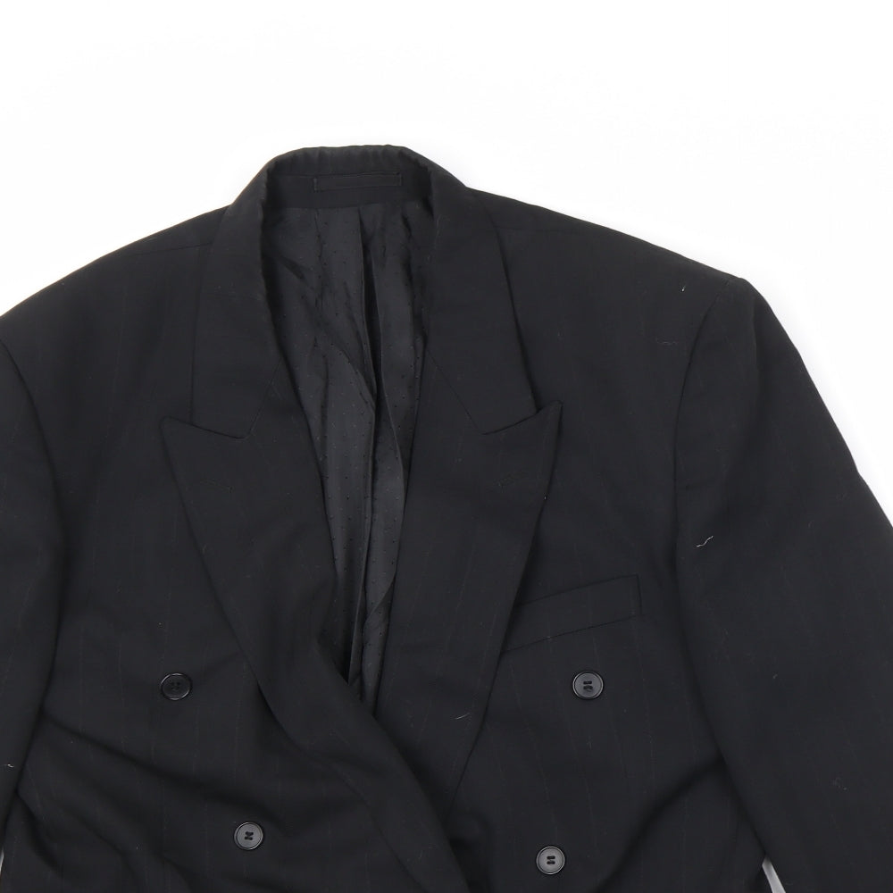 Cormann Mens Black Striped Polyester Jacket Suit Jacket Size 40 Regular