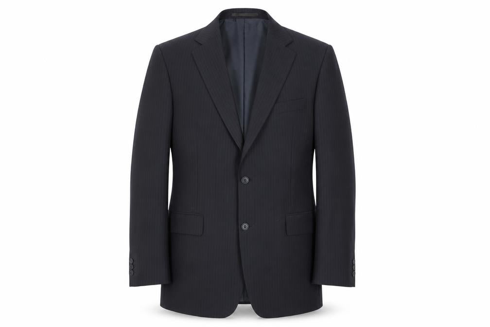 Marks & Spencer Mens Blue Striped Polyester Jacket Suit Jacket Size 42 Regular