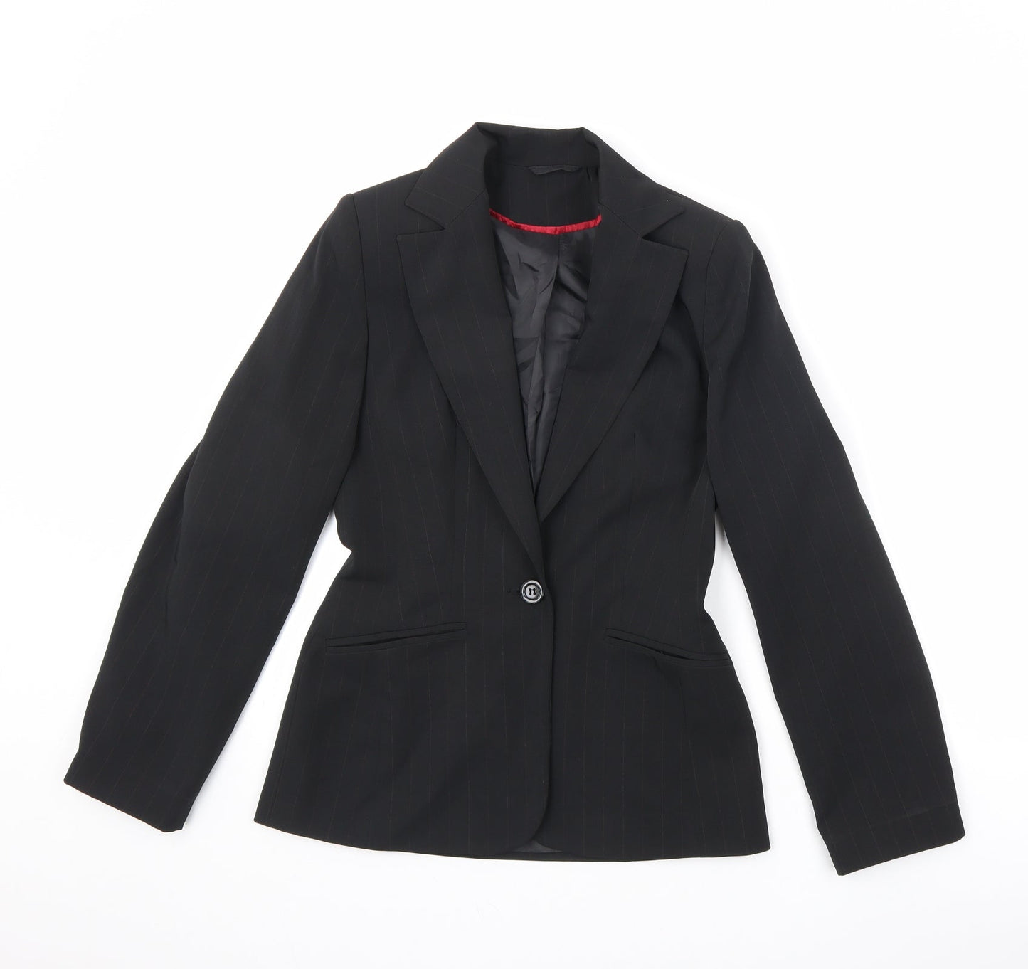New Look Womens Black Striped Jacket Blazer Size 8 Button
