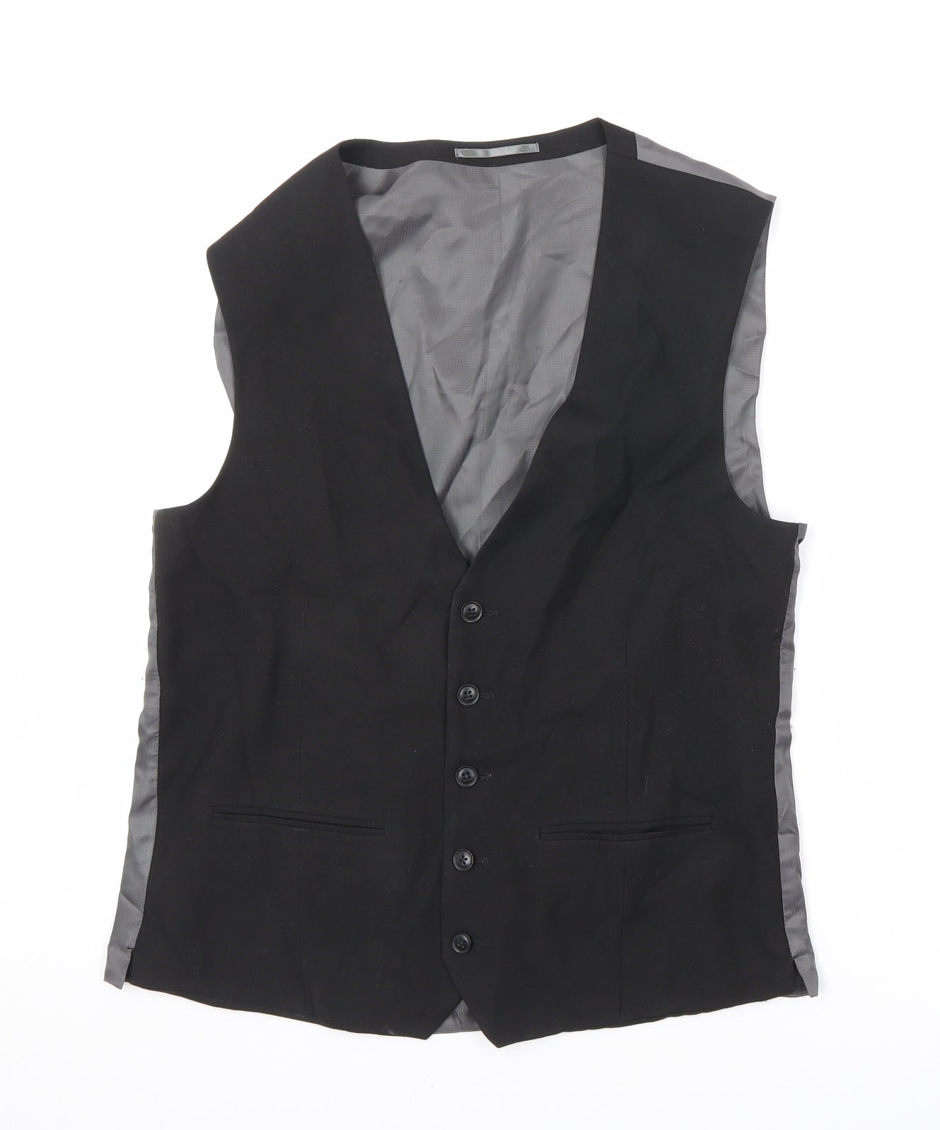 NEXT Mens Black Polyester Jacket Suit Waistcoat Size 42 Regular