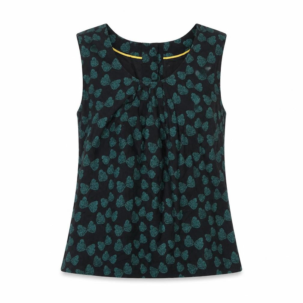 Ness Womens Black Geometric Cotton Basic Tank Size S Roll Neck - Butterfly