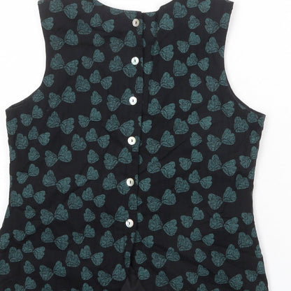 Ness Womens Black Geometric Cotton Basic Tank Size S Roll Neck - Butterfly