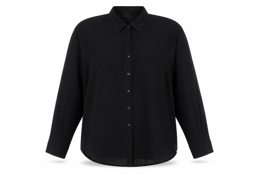 Glamorous Womens Black Polyester Basic Button-Up Size S Collared