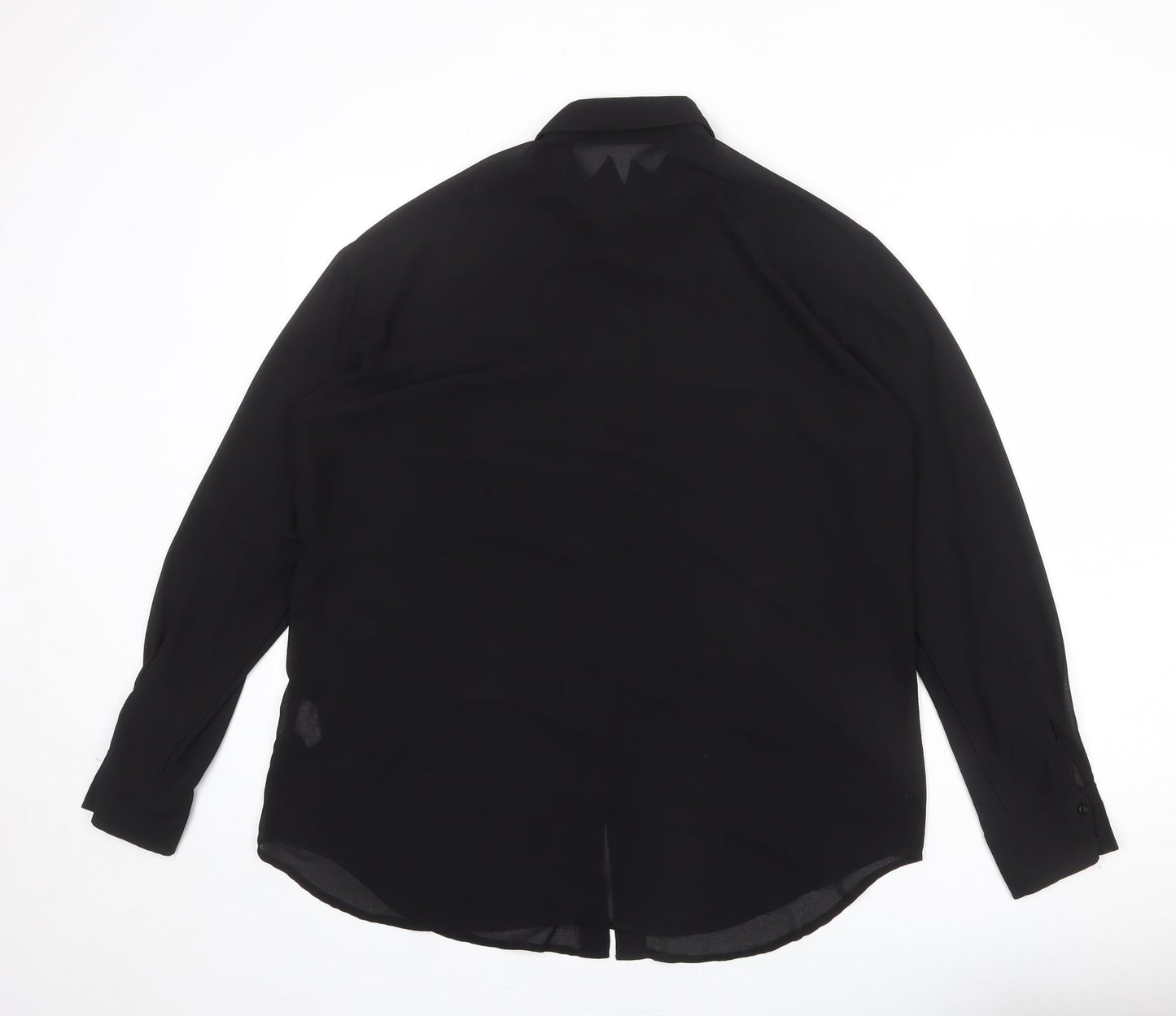 Glamorous Womens Black Polyester Basic Button-Up Size S Collared