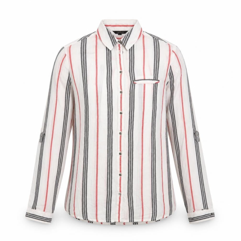 River Island Womens White Striped Modal Basic Button-Up Size 6 Collared