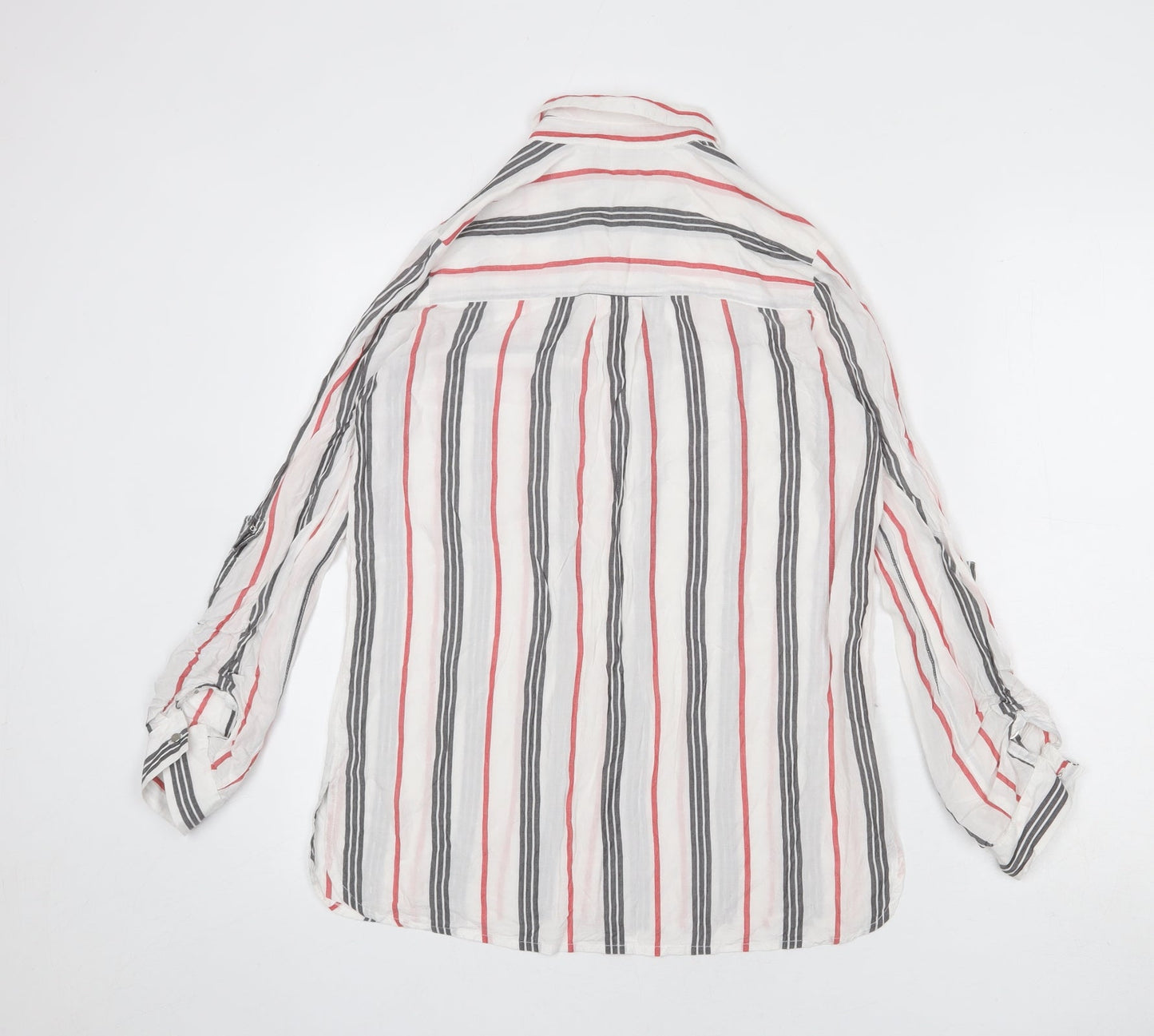 River Island Womens White Striped Modal Basic Button-Up Size 6 Collared