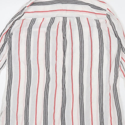 River Island Womens White Striped Modal Basic Button-Up Size 6 Collared