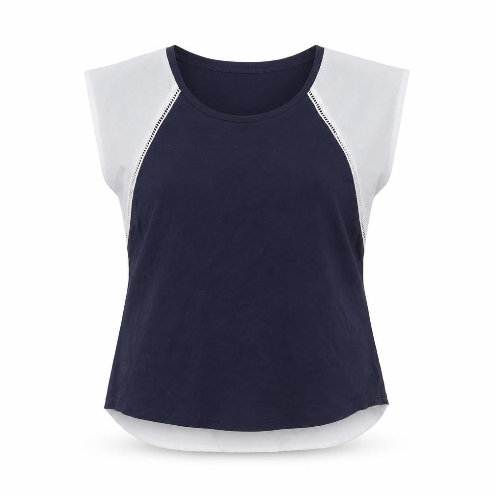 Pagani Womens Blue Polyester Basic T-Shirt Size S Round Neck