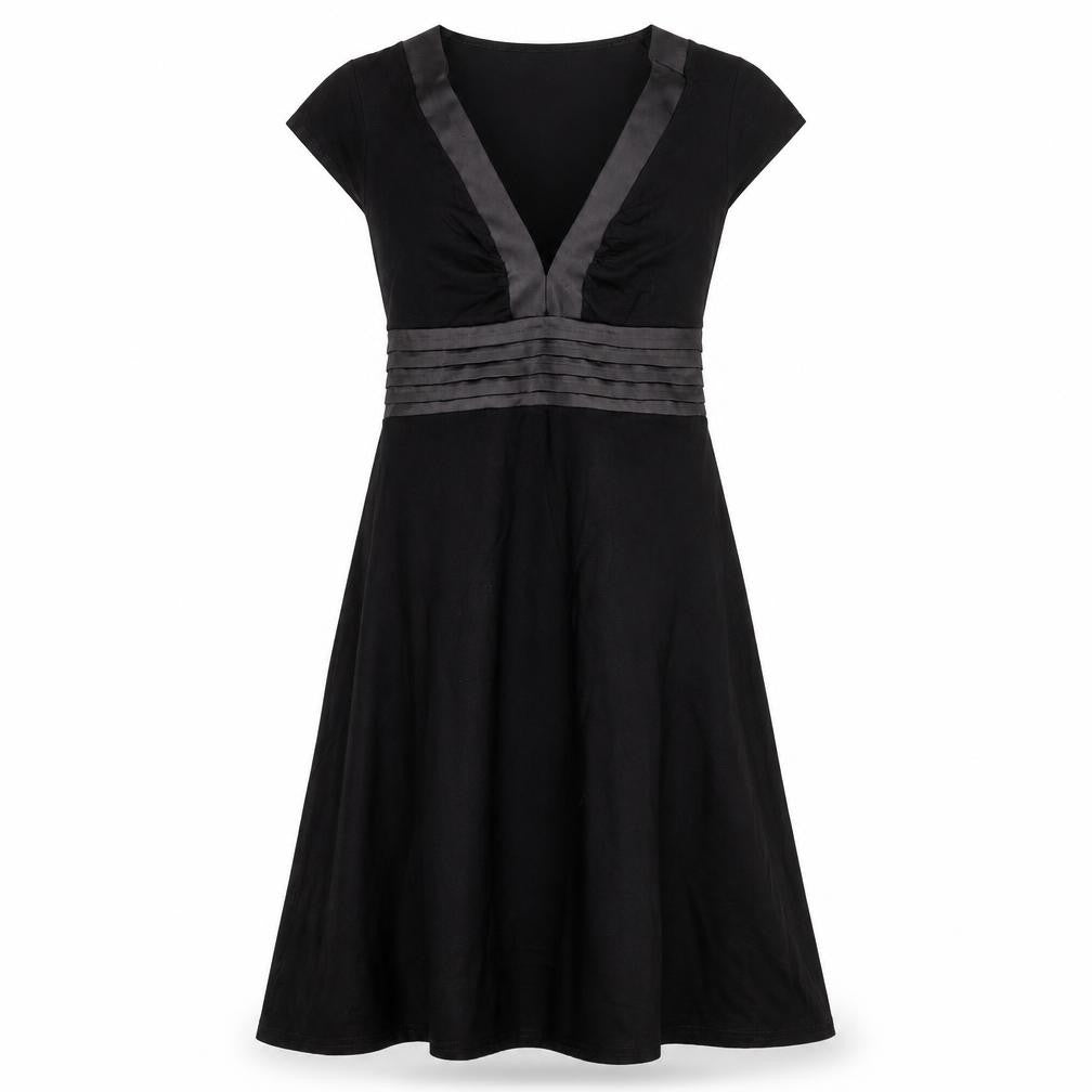 ORSAY Womens Black Viscose A-Line Size 10 V-Neck Pullover - Frills