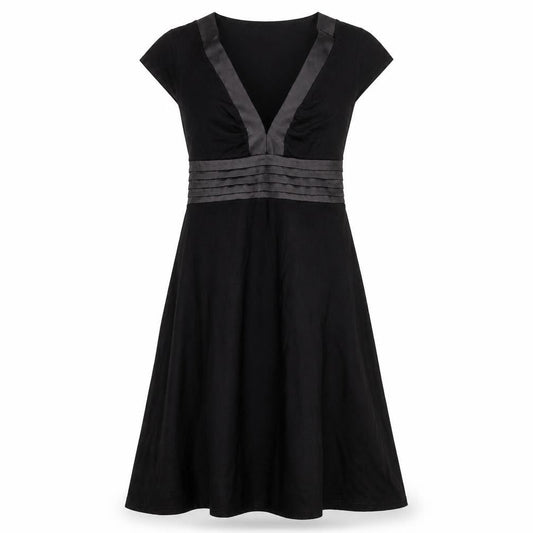 ORSAY Womens Black Viscose A-Line Size 10 V-Neck Pullover - Frills