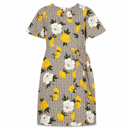 Dorothy Perkins Womens Multicoloured Geometric Polyester Sheath Size 8 Roll Neck Zip - Floral Detail, Tie Front