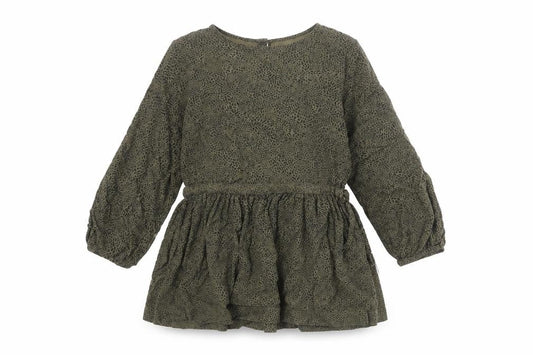 Mango Girls Green Animal Print Viscose A-Line Size 6 Years Round Neck Button - Leopard Print