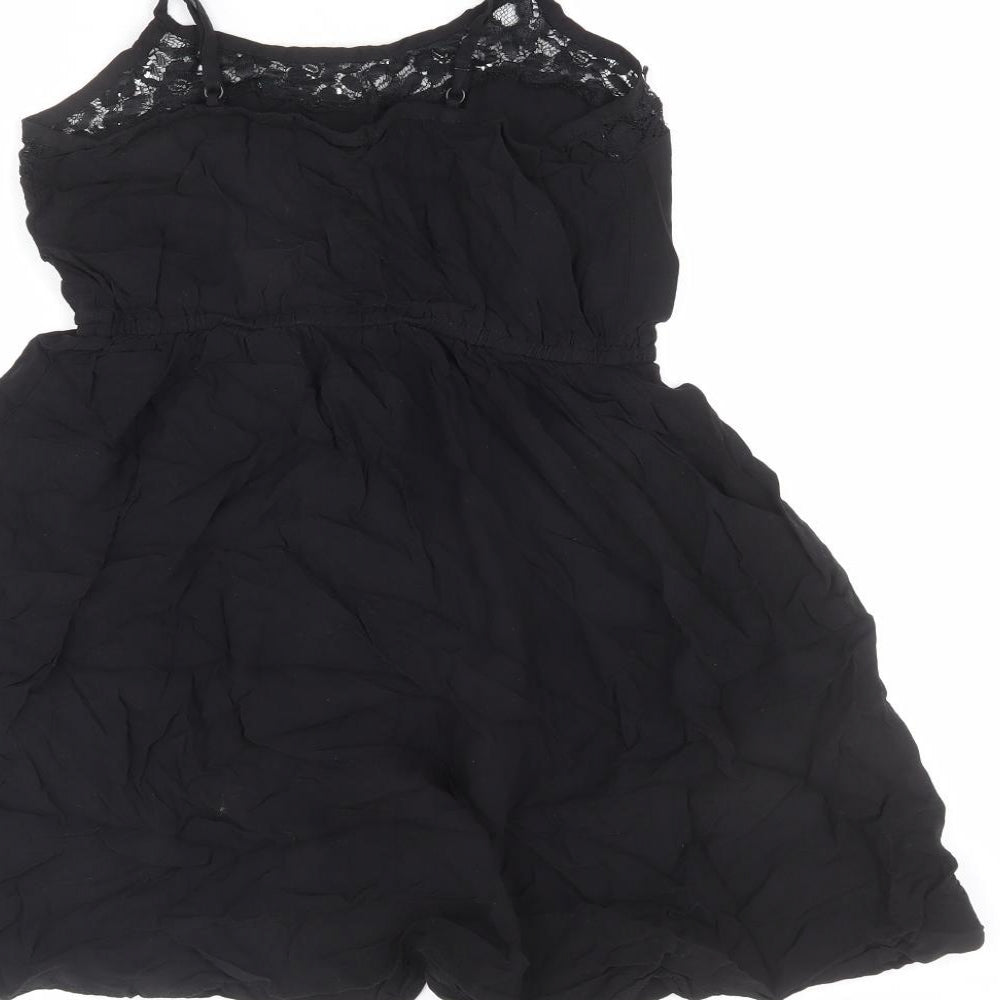 Divided by H&M Womens Black Viscose A-Line Size 12 Round Neck Pullover - Lace Detail