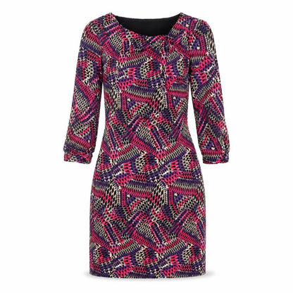 Per Una Womens Multicoloured Geometric Polyester Sheath Size 10 Square Neck Pullover - Asymmetric Neckline