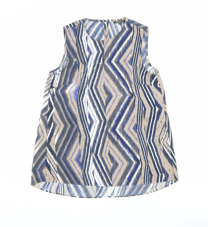 Warehouse Womens Multicoloured Geometric Polyester Basic Tank Size 10 Round Neck - Zig Zag Pattern
