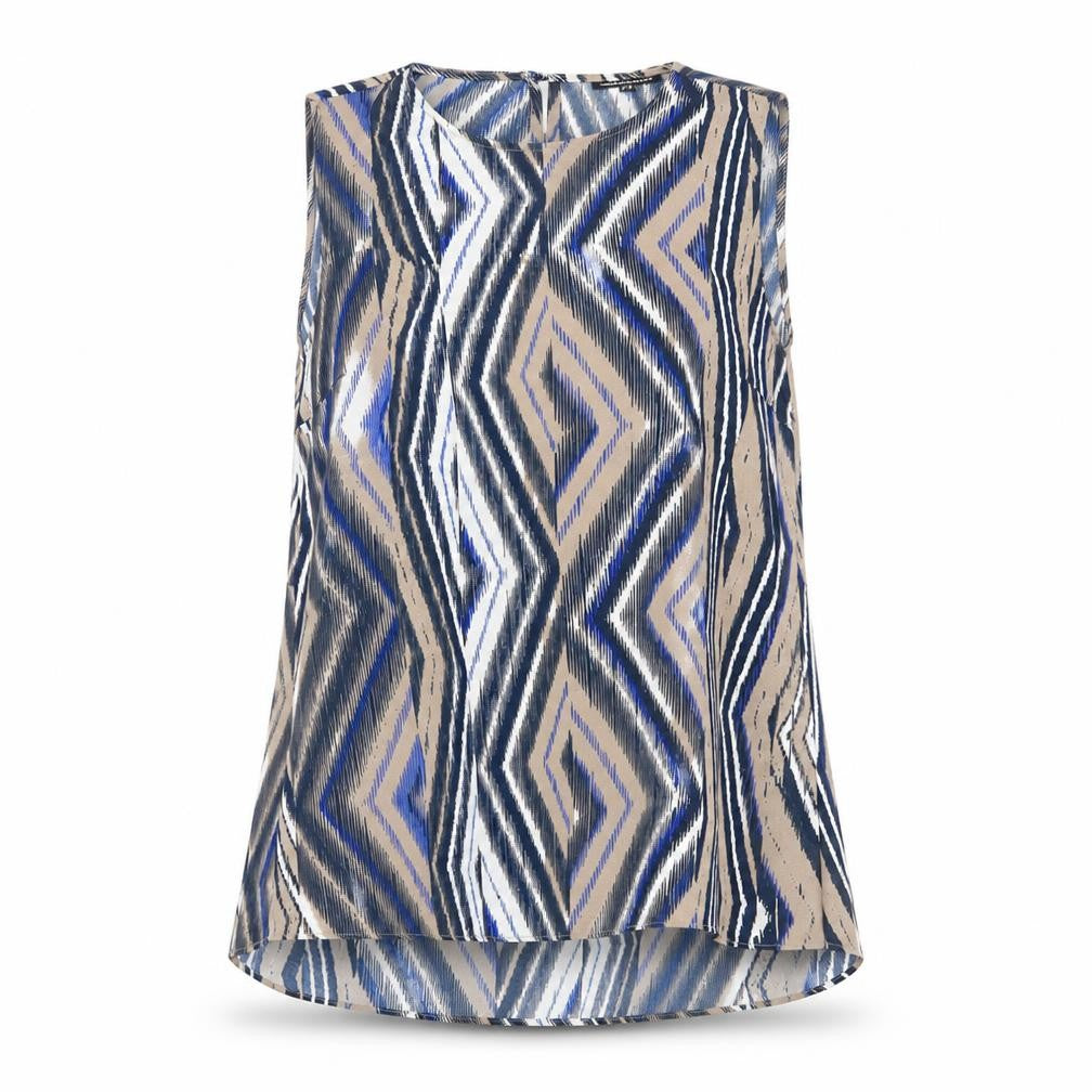 Warehouse Womens Multicoloured Geometric Polyester Basic Tank Size 10 Round Neck - Zig Zag Pattern