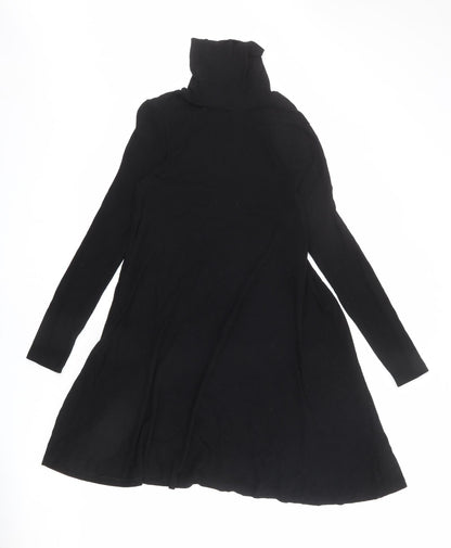 Additional front view of ASOS women’s black polyester trapeze & swing, size UK 12, henley pullover