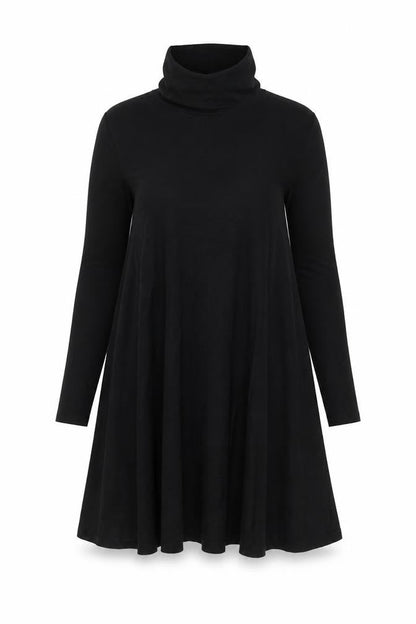 Front view of ASOS women’s black polyester trapeze & swing, size UK 12, henley pullover