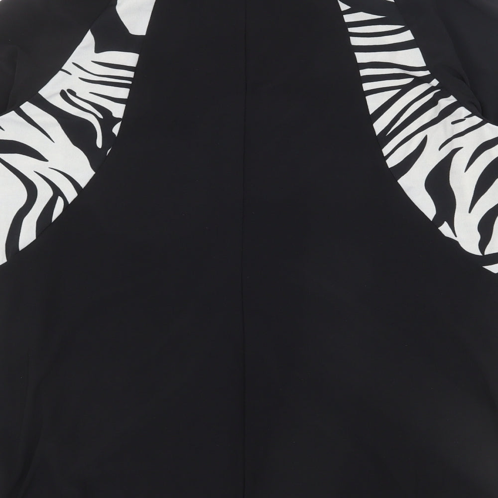 Per Una Womens Black Animal Print Polyester Basic T-Shirt Size 20 Cowl Neck - Zebra Print