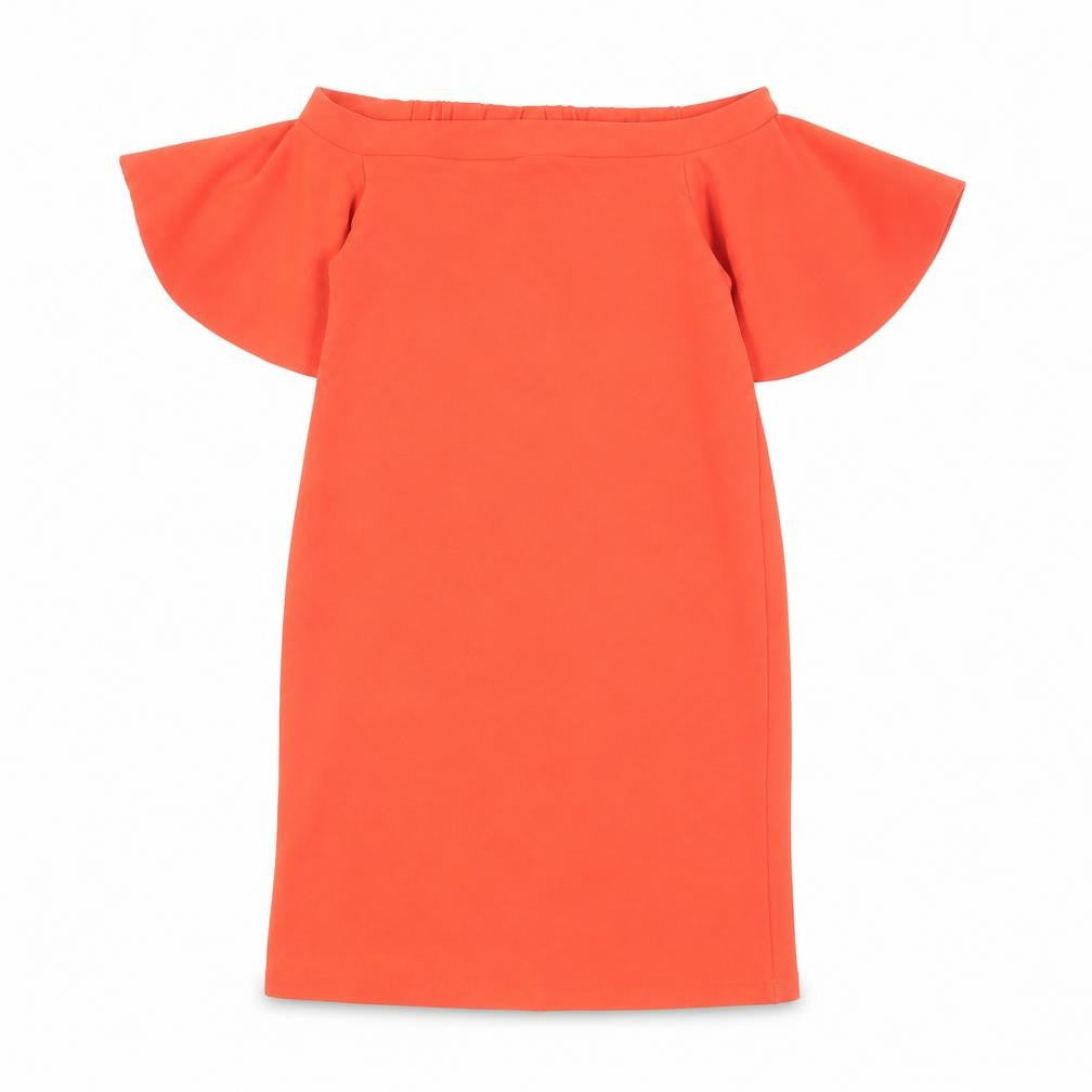 Warehouse Womens Orange Polyester Sheath Size 6 Off the Shoulder Pullover