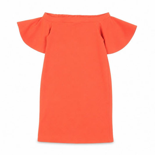 Warehouse Womens Orange Polyester Sheath Size 6 Off the Shoulder Pullover