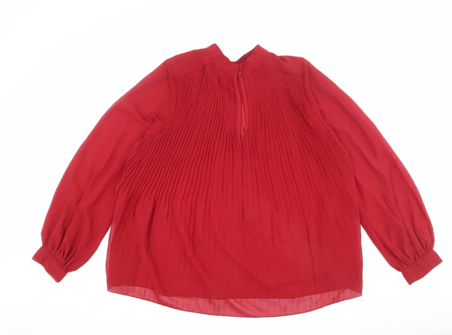 ASOS Womens Red Polyester Basic Blouse Size 8 Mock Neck - Pleated
