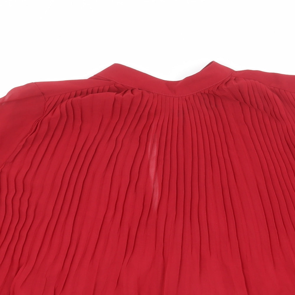 ASOS Womens Red Polyester Basic Blouse Size 8 Mock Neck - Pleated