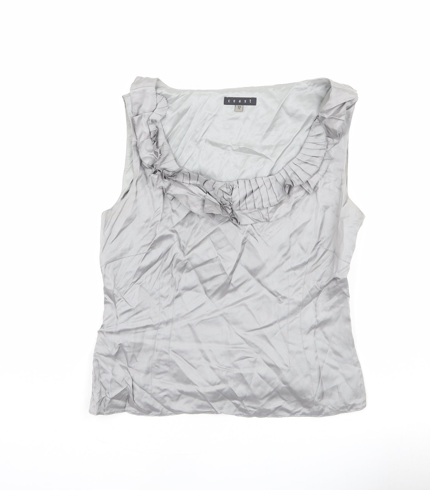 Coast Womens Silver Silk Basic Blouse Size S Scoop Neck