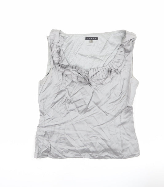 Coast Womens Silver Silk Basic Blouse Size S Scoop Neck