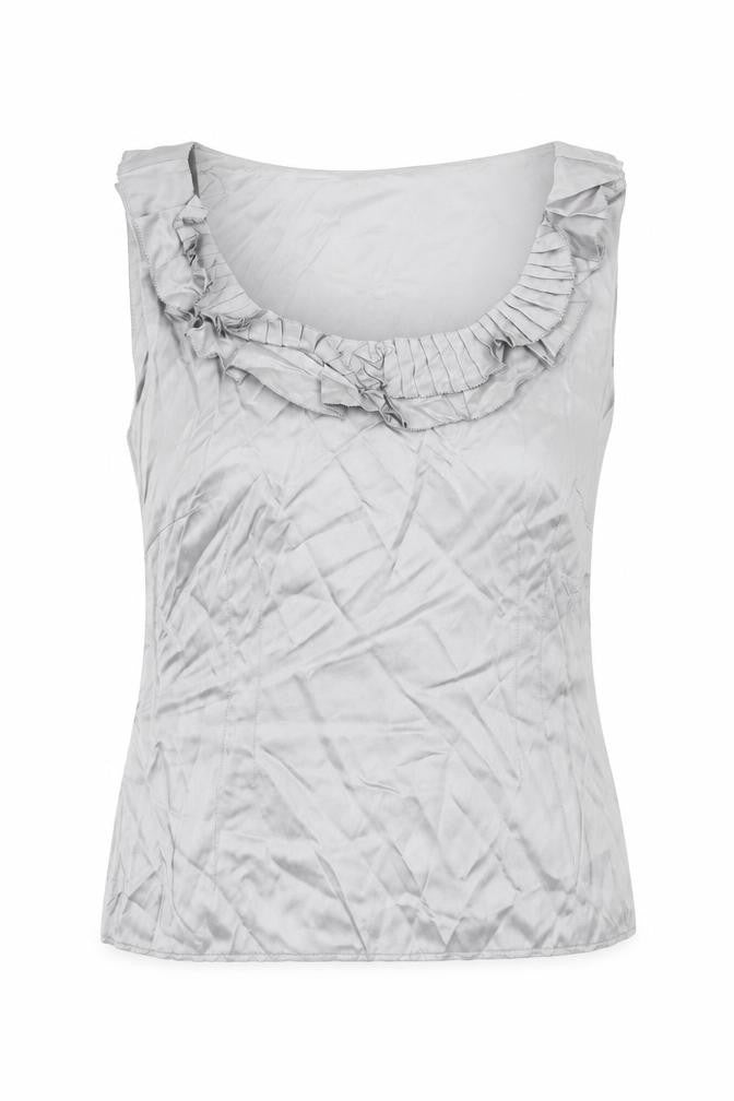 Coast Womens Silver Silk Basic Blouse Size S Scoop Neck
