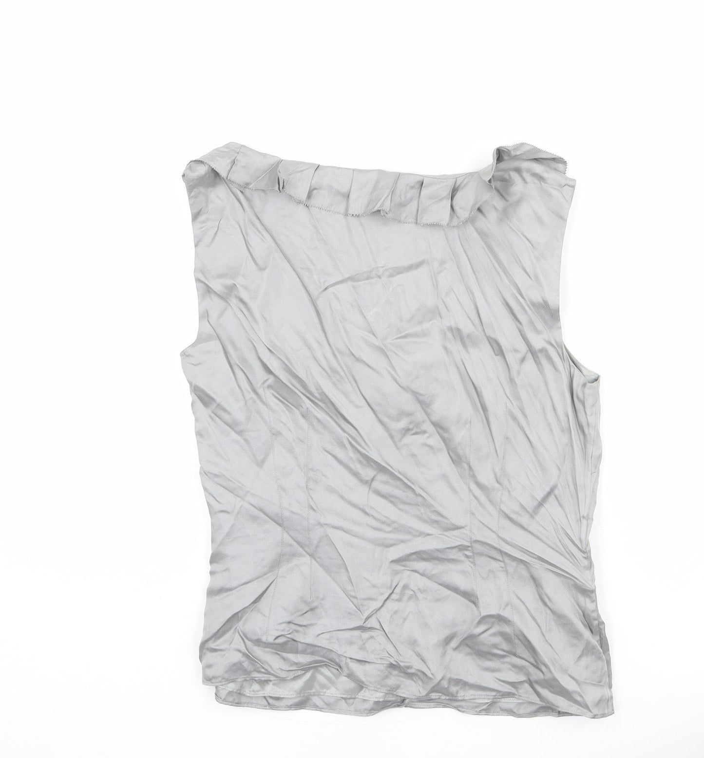 Coast Womens Silver Silk Basic Blouse Size S Scoop Neck